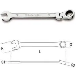 BETA Clé Mixte à Cliquet Articulé - 142SN - 160 Mm - 10 - Mixte