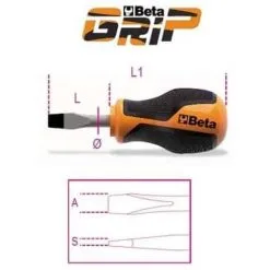 BETA Tournevis Lame Courte Pour Vis à Fente BETAGRIP - 1260N - 30 Mm - 4 - Plat