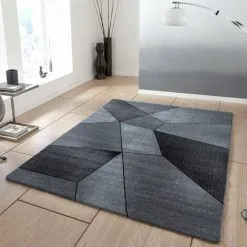 BETA MARBRE - Tapis Effet Marbre - Gris 080 X 150 Cm