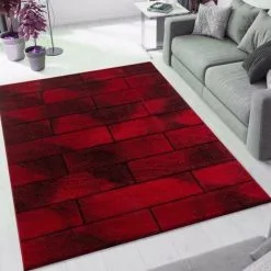 BETA BRIQUE - Tapis Effet Mur - Rouge 080 X 150 Cm