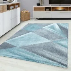 BETA PASTEL - Tapis Couleur Pastel - Bleu & Gris 120 X 170 Cm