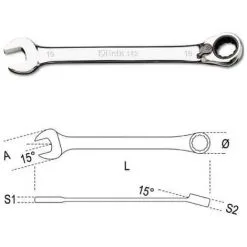 BETA Clé Mixte à Cliquet Réversible - 142 - 136 Mm - 6 - Mixte