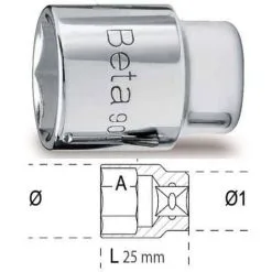 BETA Douille 6 Pans 1/4" - 900 - X 1 - 25 Mm - 1/4'' - 4 Mm - 6 Pans
